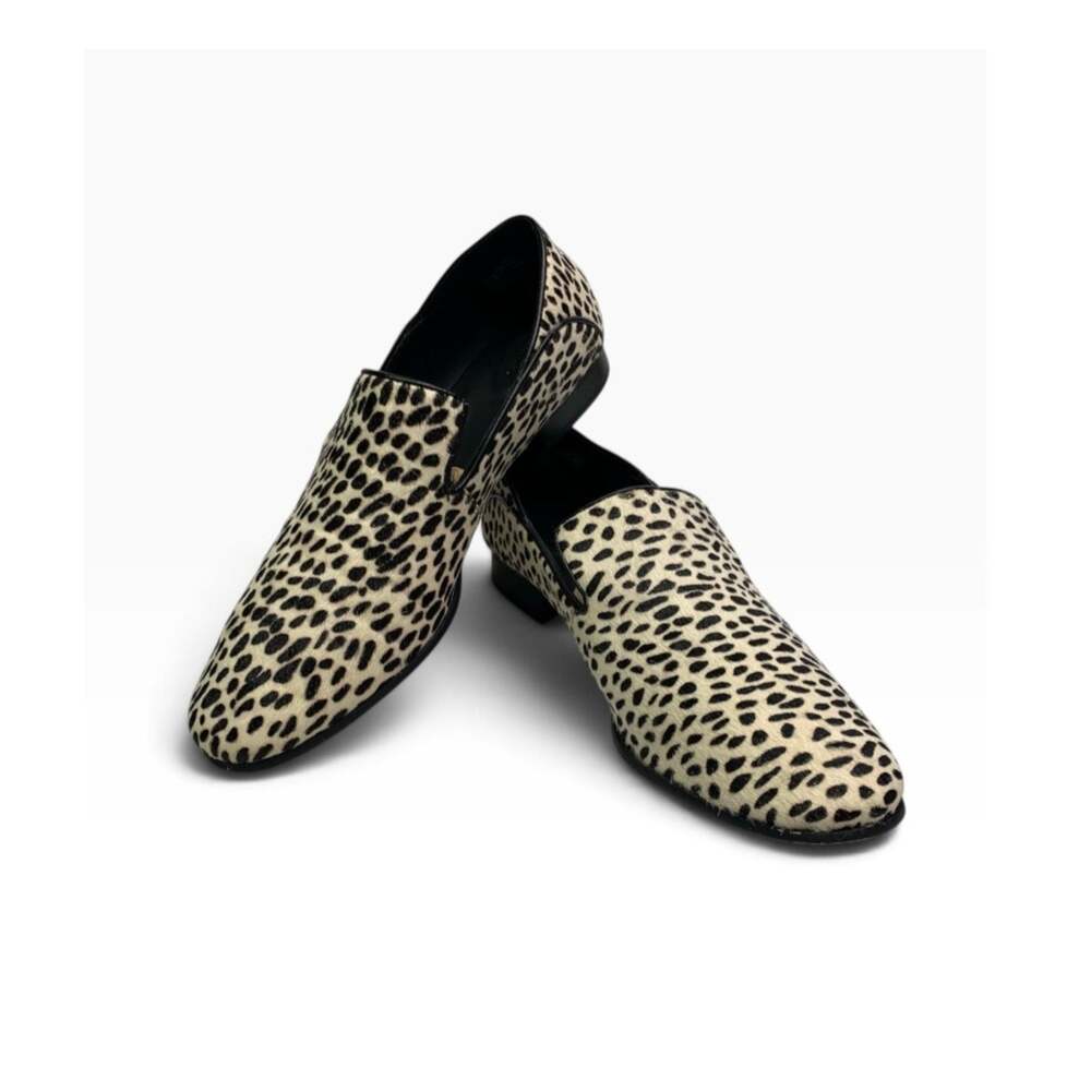 Clarks Pure Viola Loafers Snow Leopard Real Cow Fur Calf Hair Flats Size 10